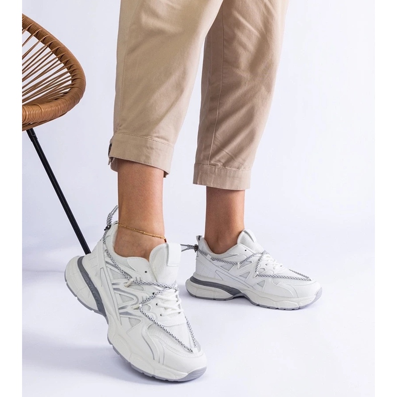 D/CEO Tenisi albi de damă cu talpă Colunga masivă 2