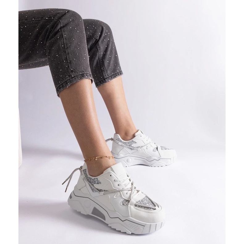 D/CEO Tenisi albi de dama cu sclipici Agar 1 D/CEO Tenisi albi de dama cu sclipici Agar 1