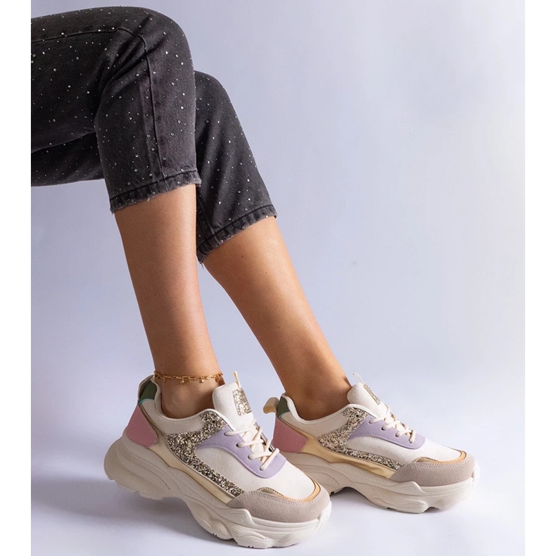 D/CEO Adidași multicolori cu inserții Clorinda cu sclipici 2