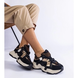 D/CEO Tenisi negri cu inserții aurii Candra negru 1 D/CEO Tenisi negri cu inserții aurii Candra negru 1