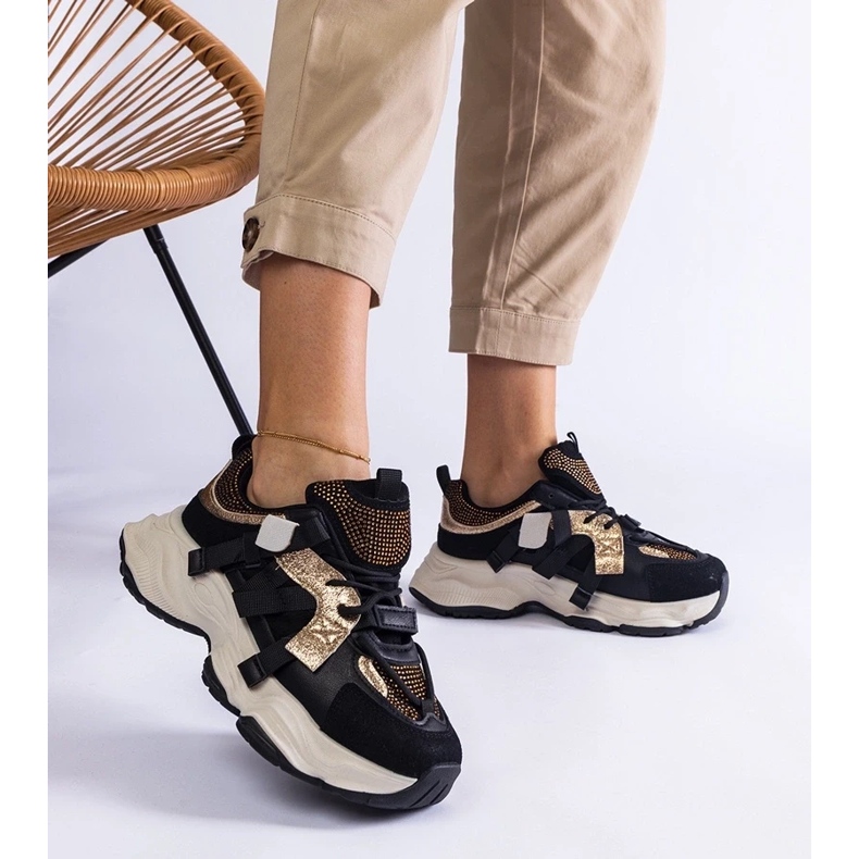 D/CEO Tenisi negri cu inserții aurii Candra negru 2 D/CEO Tenisi negri cu inserții aurii Candra negru 2