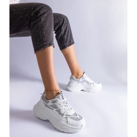 D/CEO Tenisi albi cu inserții cu sclipici Rigel 1