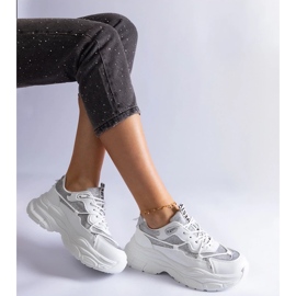 D/CEO Tenisi albi cu inserții cu sclipici Rigel 2