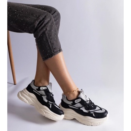 D/CEO Tenisi negri cu inserții cu sclipici Rigel negru 1