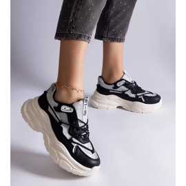 D/CEO Tenisi negri cu inserții cu sclipici Rigel negru 2