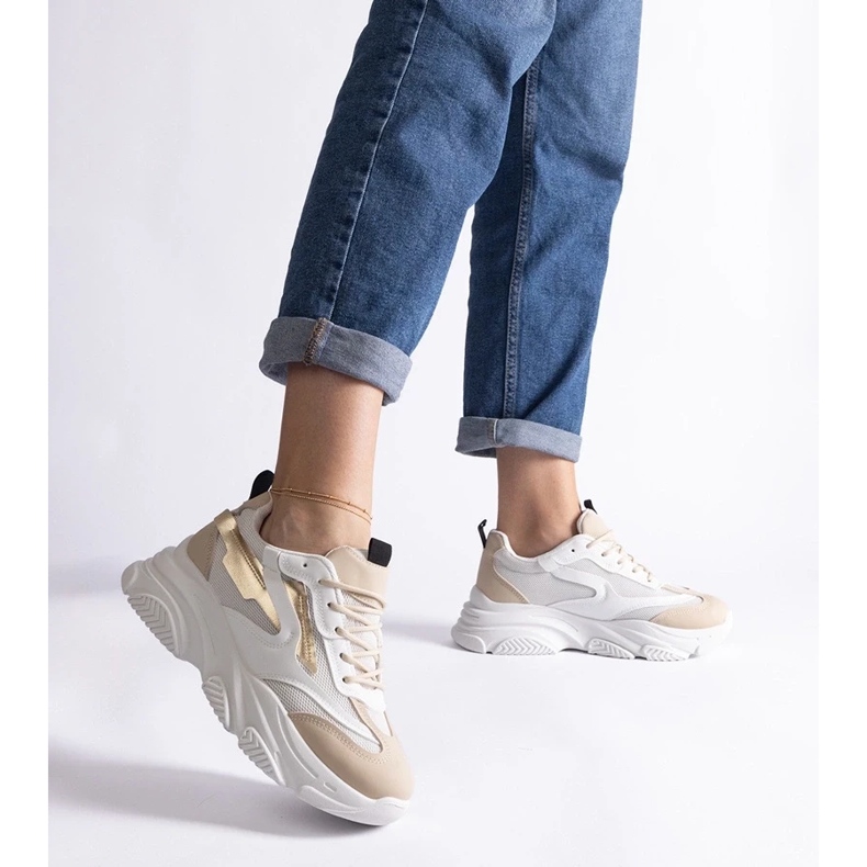 D/CEO Tenisi de damă Milenka bej și auriu 2 D/CEO Tenisi de damă Milenka bej și auriu 2