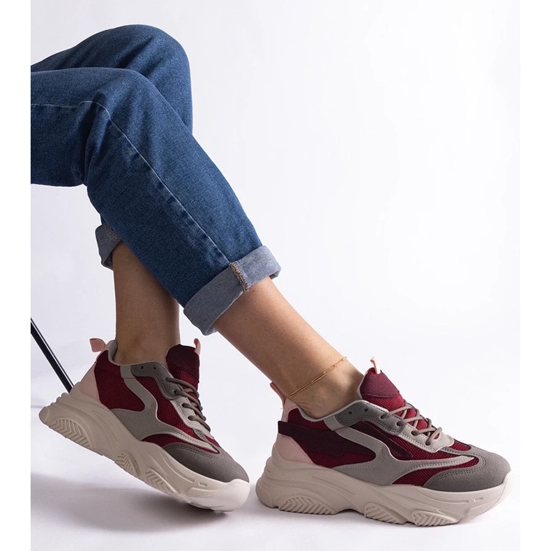 D/CEO Adidași Milenka de damă maro și gri roșu 2