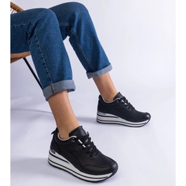 D/CEO Adidași negri de pe platforma decorate cu sclipici și insertul metalic al Ursula negru 1