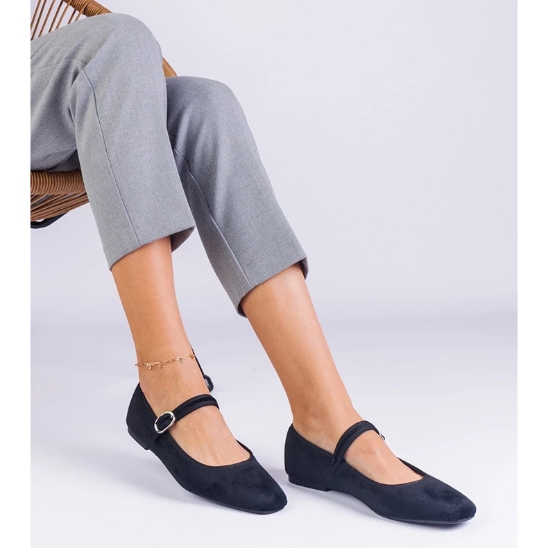 D/CEO Balerine negre cu o bandă elastică și un nas pătrat de Averina negru 2 D/CEO Balerine negre cu o bandă elastică și un nas pătrat de Averina negru 2