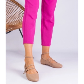 D/CEO BEIGE ECO -LEather Ballerinas cu catarame Vitoldora bej 2