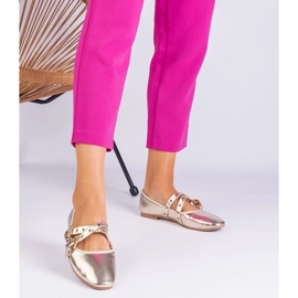 D/CEO Balerine de Aur din Eco -Leather decorate cu catarame Emmarino 2