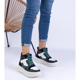 Adidași sportivi alb -negru pentru femei pe platformă 1