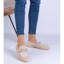 BEIGE OpenWork Ekozamzamowe Loafers cu o decorare de aur bej 1