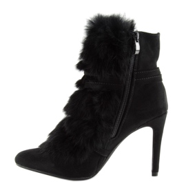 Cizme negre pe toc înalt cu blană neagră 1319 Negru 1