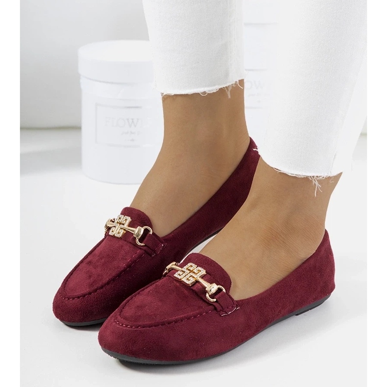 D/CEO Mocasini bordeaux cu cataramă Cardoso roșu 1