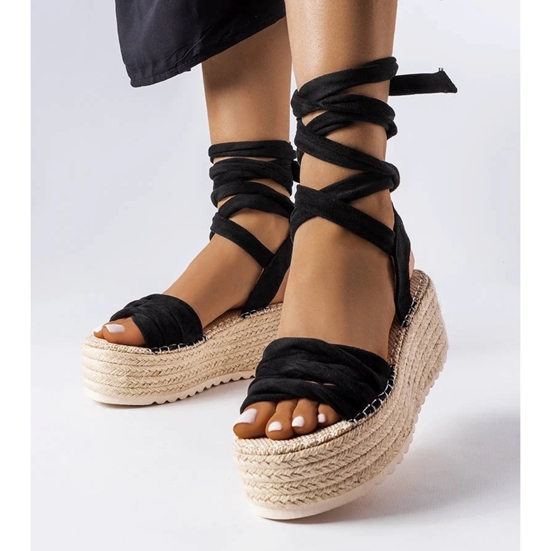 D/CEO Espadrile negre cu platformă de la Loiseau negru 2