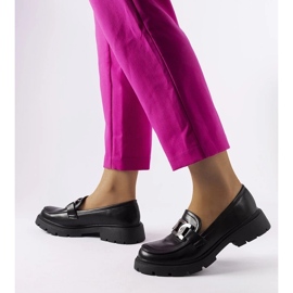 D/CEO Mocasini negri eleganti cu strasuri de la Mories negru 2