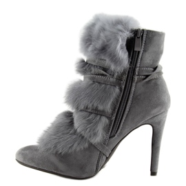 Cizme pe toc inalt cu blana gri 1319 D.GRAY 1