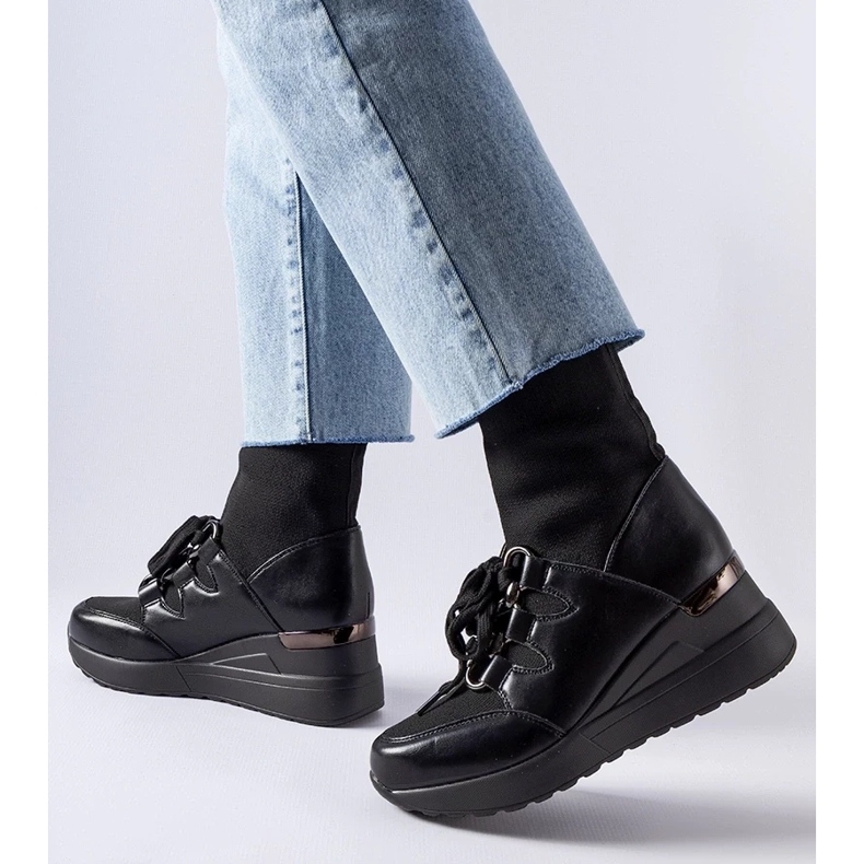 D/CEO Cizme negre Rochon cu pană negru 2 D/CEO Cizme negre Rochon cu pană negru 2