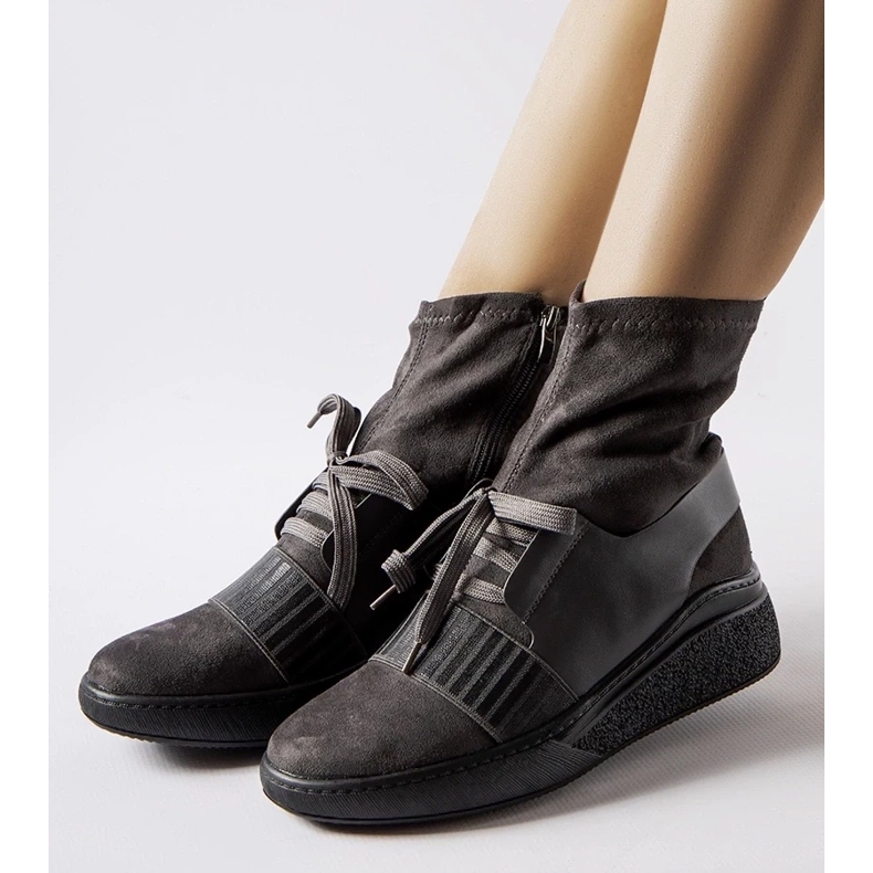 D/CEO Botine cu pană cu șosetă Spoleto gri 2 D/CEO Botine cu pană cu șosetă Spoleto gri 2