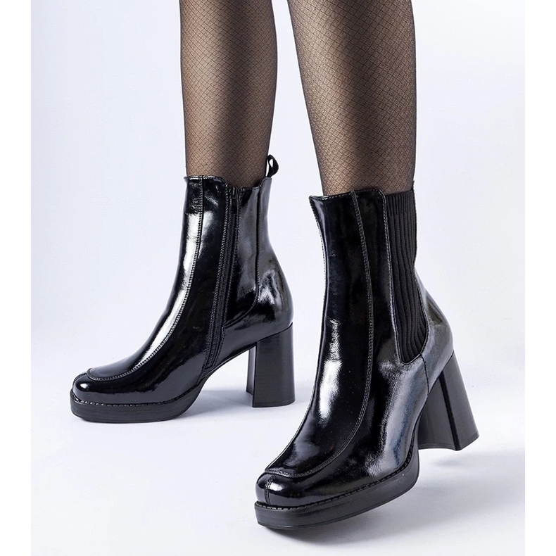 D/CEO Botine negre lacuite de la Boni negru 1