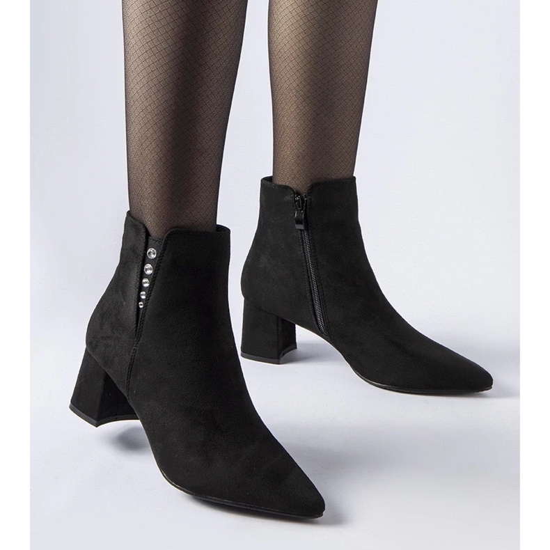 D/CEO Botine negre din piele intoarsa ecologica cu toc Pikeville negru 2