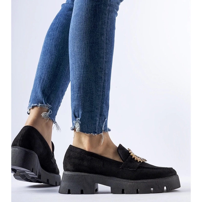 D/CEO Mocasini negri decorati cu catarama Stanislas 2