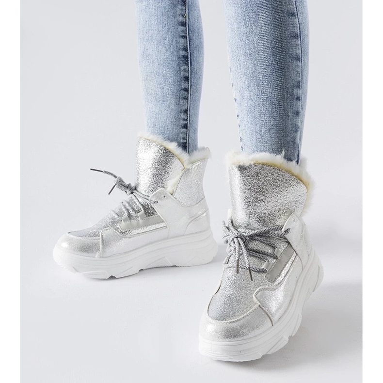 D/CEO Cizme de zăpadă Stringer izolate alb și argintiu 1