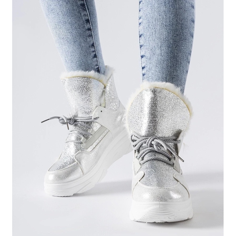 D/CEO Cizme de zăpadă Stringer izolate alb și argintiu 2