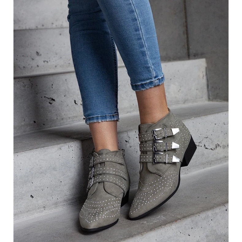 D/CEO Botine decorative verzi cu toc joase Forever verde 1