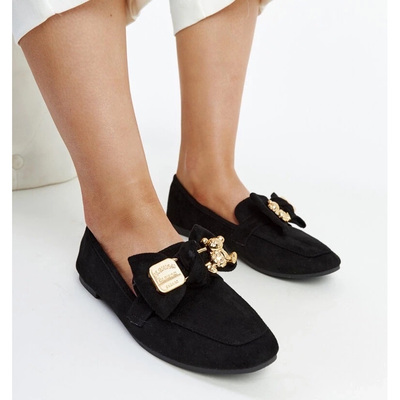 D/CEO Mocasini negri cu un ac de siguranță Kibra decorativ negru 2