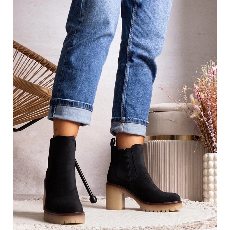 D/CEO Botine negre pe un toc înalt marcant Nurea negru 1