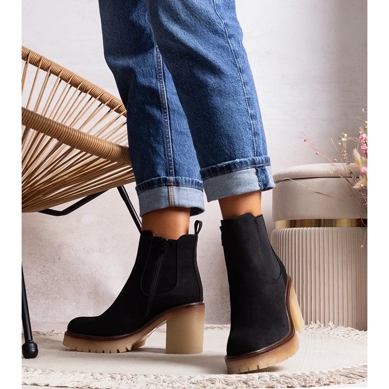 D/CEO Botine negre pe un toc înalt marcant Nurea negru 2