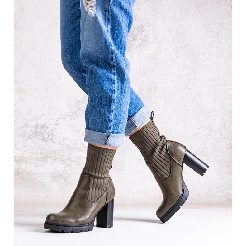 D/CEO Botine verzi din piele ecologica Asera 2