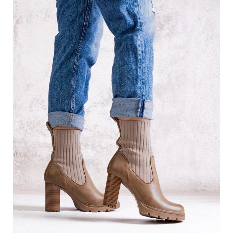 D/CEO Botine bej închis din piele ecologică Asera 1 D/CEO Botine bej închis din piele ecologică Asera 1