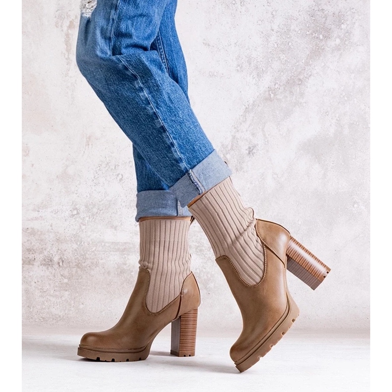 D/CEO Botine bej închis din piele ecologică Asera 2 D/CEO Botine bej închis din piele ecologică Asera 2