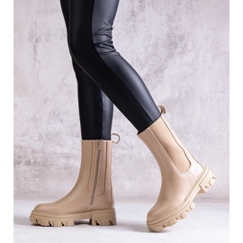 D/CEO Botine înalte bej din piele ecologică Manera 1