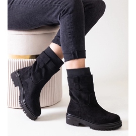 D/CEO Botine negre cu slip-on cu ciorap Ralia negru 2