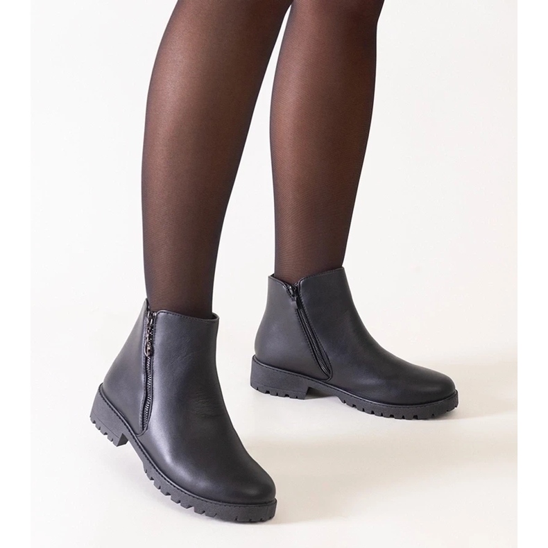 D/CEO Botine negre cu inserții metalice, piele ecologică Branda negru 1