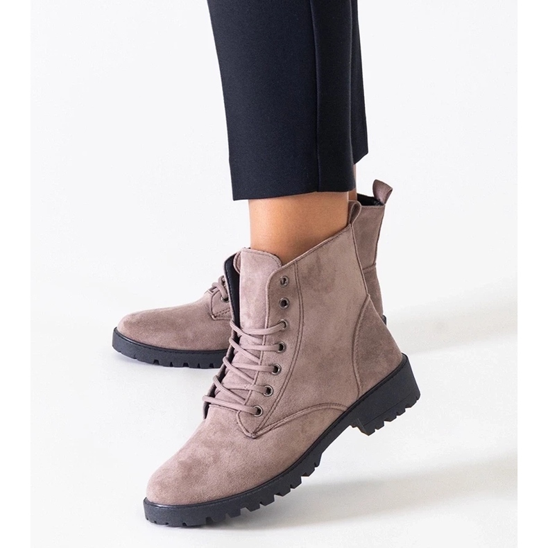 D/CEO Cizme de muncitor maro din piele intoarsa ecologica pe platforma Barosa 2