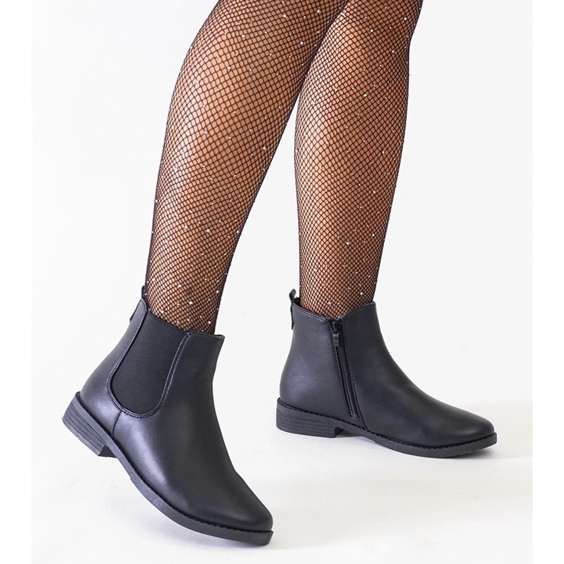 D/CEO Botine clasice negre cu inserție elastică din piele ecologică Maiza negru 1