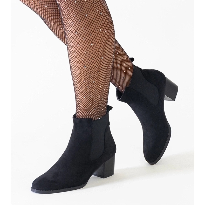 D/CEO Botine negre cu toc înalt cu inserții elastice din piele ecologică Nadisa negru 1