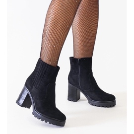 D/CEO Botine negre pe un toc înalt masiv, Dunyana din piele ecologică negru 1