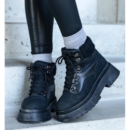 D/CEO Adidasi negri cu talpa groasa si blana Best negru 2