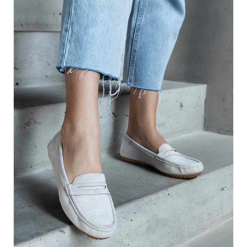 D/CEO Mocasini gri din piele de căprioară ecologică Cellarengo 2