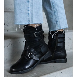D/CEO Botine plate izolate negre din materiale Verta combinate negru 1