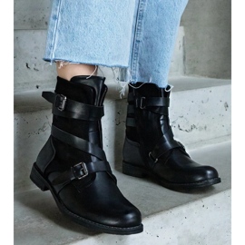 D/CEO Botine plate izolate negre din materiale Verta combinate negru 2