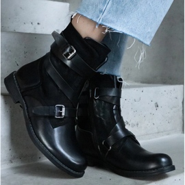 D/CEO Botine plate izolate negre din materiale Verta combinate negru 5