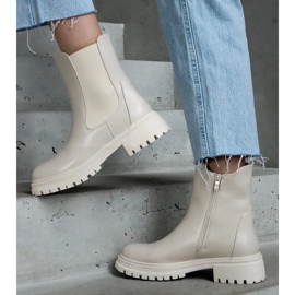 D/CEO Cizme izolate bej cu fermoar, piele ecologica Alia 1