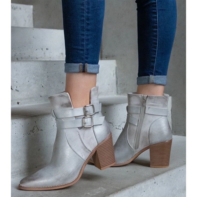 D/CEO Botine argintii cu toc înalt decorate cu un decupaj Driss 1